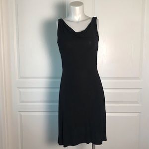 ANN TAYLOR BLACK‎ TANK COWLNECK FIT & FLARE DRESS